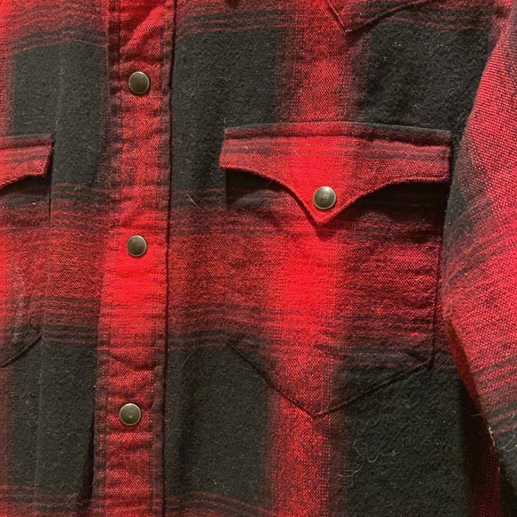 Polo Ralph Lauren Red Black Western Pearl Snap Shirt Medium - Picture 3 of 7